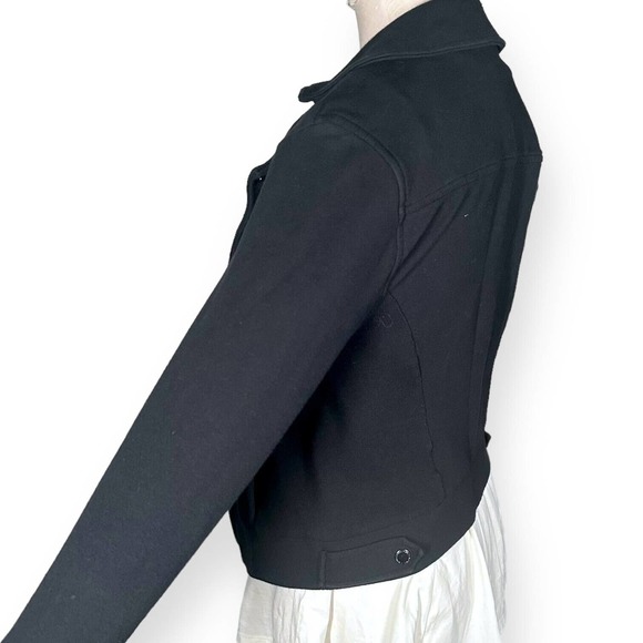 H BY HALSTON Moto Biker Style Jacket French Terry Draped Stretch Zip Up Black 8 - Picture 4 of 12